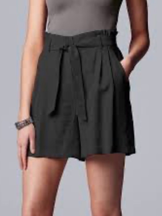 Pants - Simply Vera Vera Wang Black Soft Trouser Shorts Large Tie Belt High Rise